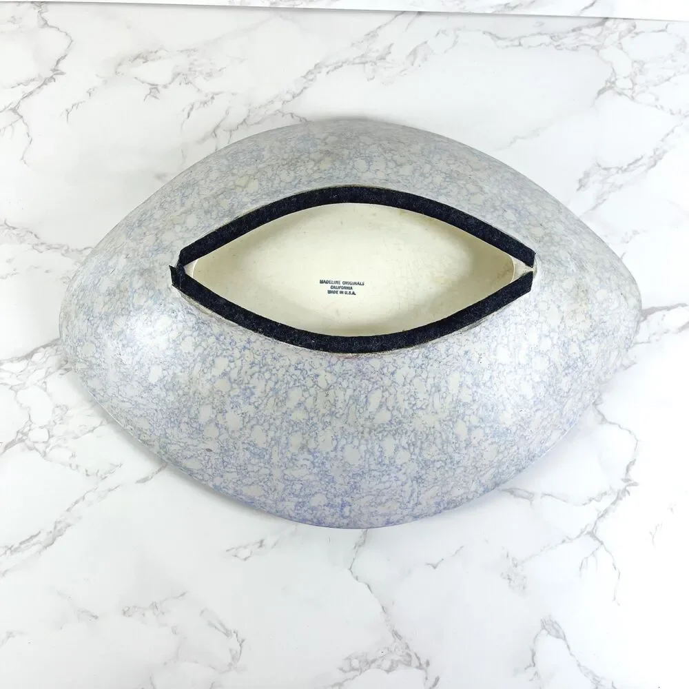 Vintage Madeline Originals Pottery Mid Century Modern Large Striped Navette Dish